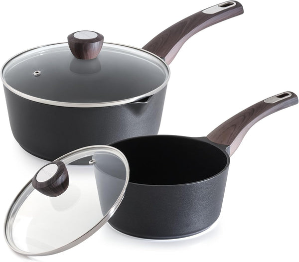 2.0 & 3.0 Quart Sauce Pan Sets with Lid, Cooking Pots Set, Nonstick Saucepan Set with Pour Spout, Small Kitchen Pot, Non Toxic Saucepot, Induction Comptable, Easy to Clean, PFOA Free1