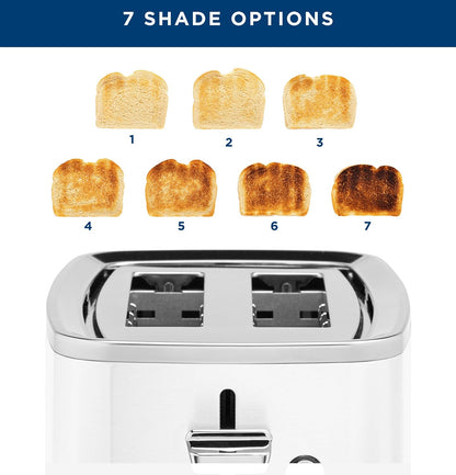 GE 2 Slice Toaster, Extra Wide Slots for Toasting Bagels, Breads, Waffles & More, 7 Adjustable Shade Settings, Removable Crumb Tray, Countertop Kitchen Essentials, 850 Watts, White4