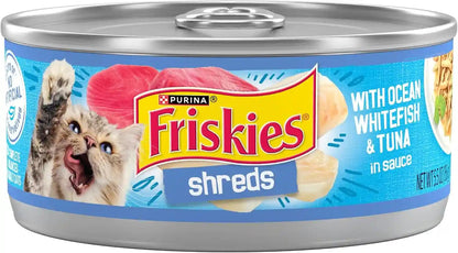 Purina Friskies Shreds with Ocean Whitefish and Tuna in Sauce Wet Cat Food - (Pack of 24) 5.5 Oz. Cans1