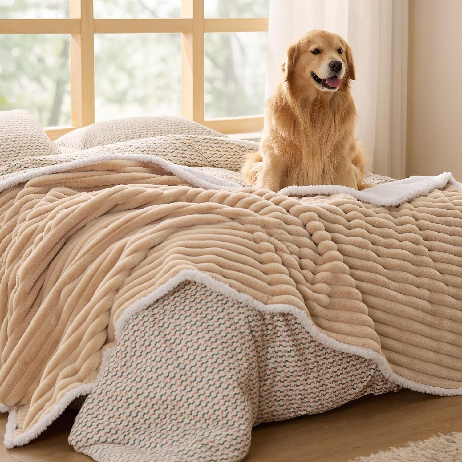 bedsure-comfyfleece™-waterproof-dog-blankets-for-large-dogs-50x60-cream-soft-plush-couch-cover-washable-corduroy-fleece-for-furniture-protector-cozy-calming-reversible-pet-blanket-for-senior-dogs