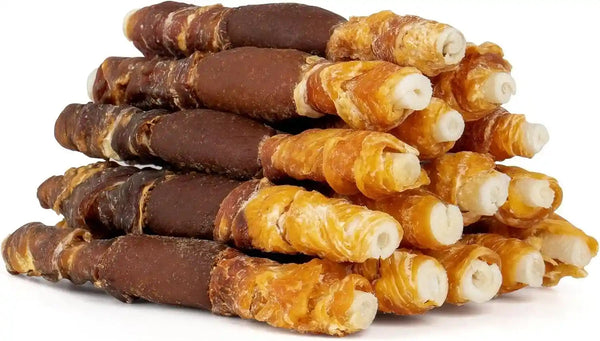 MON2SUN Dog Treats, 5 Inch Triple Flavor Wrapped Rawhide Sticks, 21.16 Oz | 30 Count Pack, Chicken Liver, Duck and Chicken Recipe, Long-Lasting Chew, Support Dental Health, for Small and Medium Dogs14