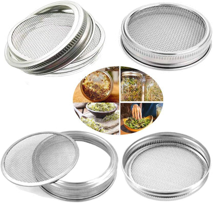 Sprouting Jar Lid (32Oz Glass Jars) with 4 Pack Stainless Steel Sprouting Stands for Wide and Wide Mouth Mason Jar for Growing Organic Sprouts, Stainless Steel2