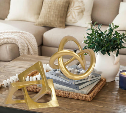 Modern Geometric round Sculpture Gold Knot Statue Decor Tabletop Sculpture and Figurines round Decorative Ornaments Knick Knacks Home Decor for Shelves Coffee Table Bookshelf Decoration Gifts3