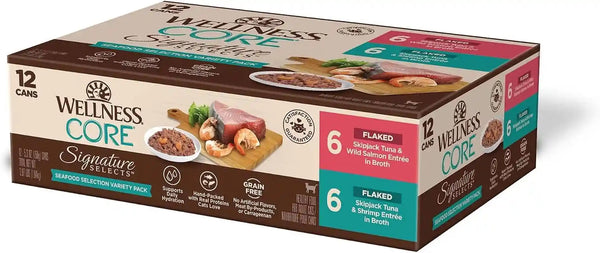 Wellness CORE Signature Selects Variety Pack Adult Canned Wet Cat Food, Natural, Protein Rich, Grain Free, Poultry Recipes, 2.8 Oz, Pack of 8 Cans14