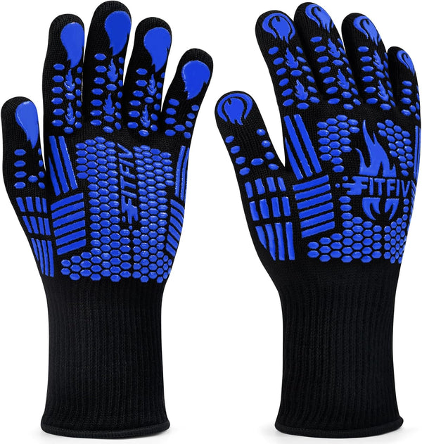 BBQ Gloves, 1472°F Heat Resistant with Silicone Grip Oven Mitts | Non-Slip Grip, for BBQ, Grilling, Oven, Smoker, Cooking and Baking1
