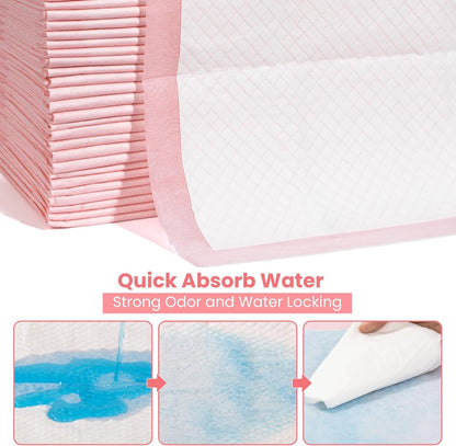 Pet Toilet Training Pads 100Count Disposable Puppy Pee Pads 18" X 13" for Dogs, Ultra Absorbent|Quick Dry|Leak-Proof Pet Potty Pads for Dog, Cat, Rabbits and Guinea Pigs (Pink)4