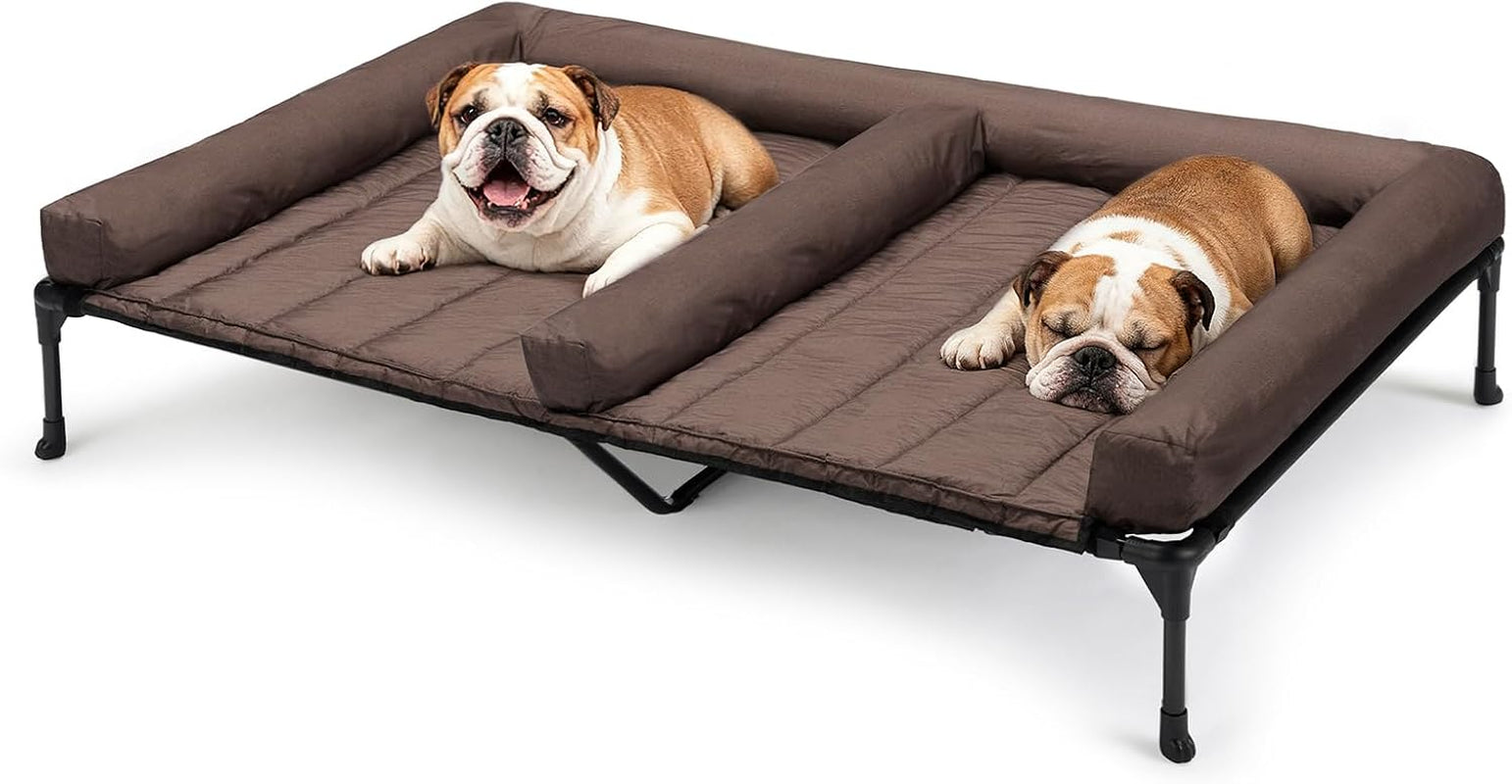veehoo-elevated-dog-bed-for-2-dogs-cooling-raised-dog-bed-with-bolster-mat-outdoor-double-dog-bed-with-removable-waterproof-cushion-breathable-mesh-non-slip-feet-for-outdoor-indoor-49-brown