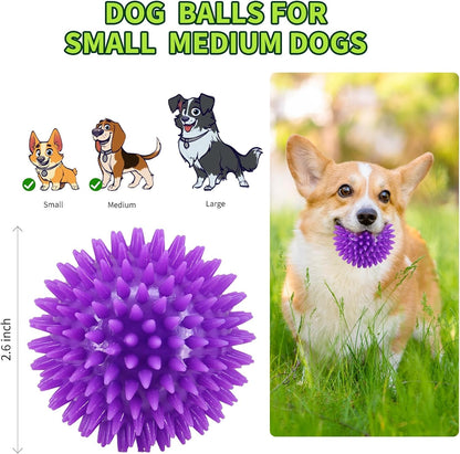 Pweituoet 2.5" Squeaky Dog Balls for Small Medium Dogs, 6 Pack Small Dog Chew Toys with Spike, Puppy Toys for Teeth Cleaning and Training (Green 6 Pack)6