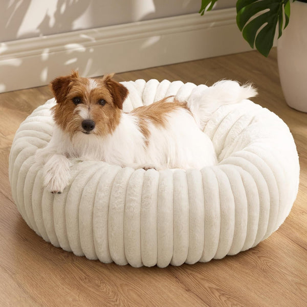 Bedsure Comfyfleece™ Donut Large Dog Bed - Washable Faux Fur with Corduroy Fleece & anti Slip Bottom, round Pet Bed with Removable Cover, Camel Brown, 36X36X8 Inches | 36X36X8In,Calming round Pet Bed,Support Plush , with Removable Corduroy Fleece for Big Dog,Anti Slip Bottom,Camel Brown16