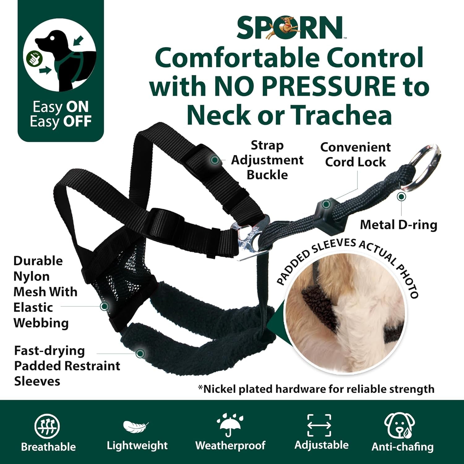 sporn-no-pull-dog-harness-durable-nylon-mesh-harness-for-large-dogs-no-choke-design-padded-restraint-sleeves-adjustable-fit-easy-on-off-large-xl-for-extra-large-breeds-black