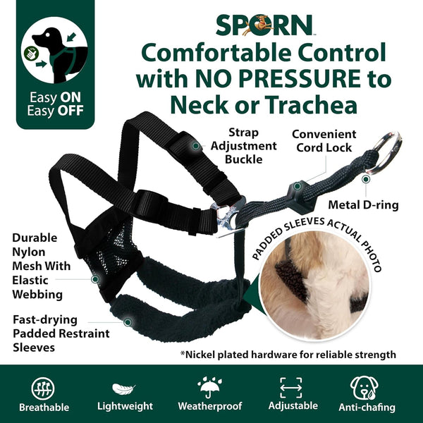 Sporn No Pull Dog Harness, Durable Nylon Mesh Harness for Large Dogs, No Choke Design, Padded Restraint Sleeves, Adjustable Fit, Easy On/Off, Large/Xl for Extra Large Breeds, Black5