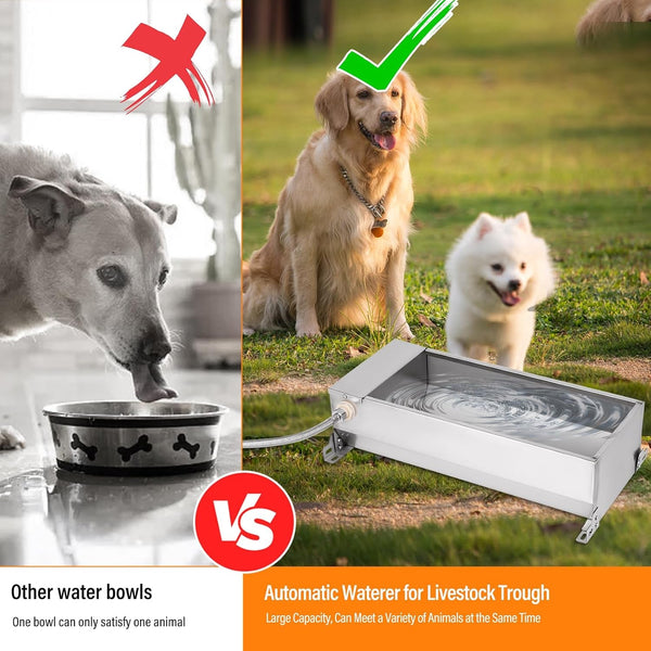 Automatic Livestock Water Trough Large Capacity, Self Filling Dog Waterer | Outdoor Animal Drinking Water Bowl Dispenser with Float Valve, Stainless Steel Water Trough for Horse,Goat,Pig,Dog,Sheep5