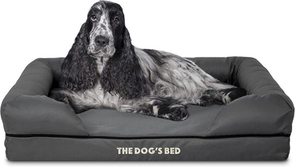 The Dog’S Bed Orthopedic Memory Foam Dog Bed with Bolsters for Large Dogs, High Density Support Mattress, Low Front Entry, Removable Washable Cover, Oxford Fabric, Blue with Dark Red Trim, Large16