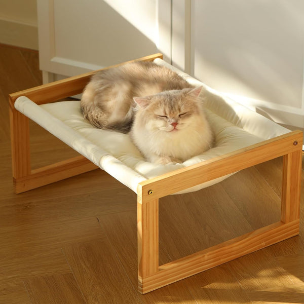 FUKUMARU Large Cat Hammock, Raised Dog Bed for Indoor and Outdoor, Washable | 21" Wooden Pet Beds, Cozy Velvet Cat Couch, Elevated Pet Sofa for Puppy, Bunny and Small Animal6