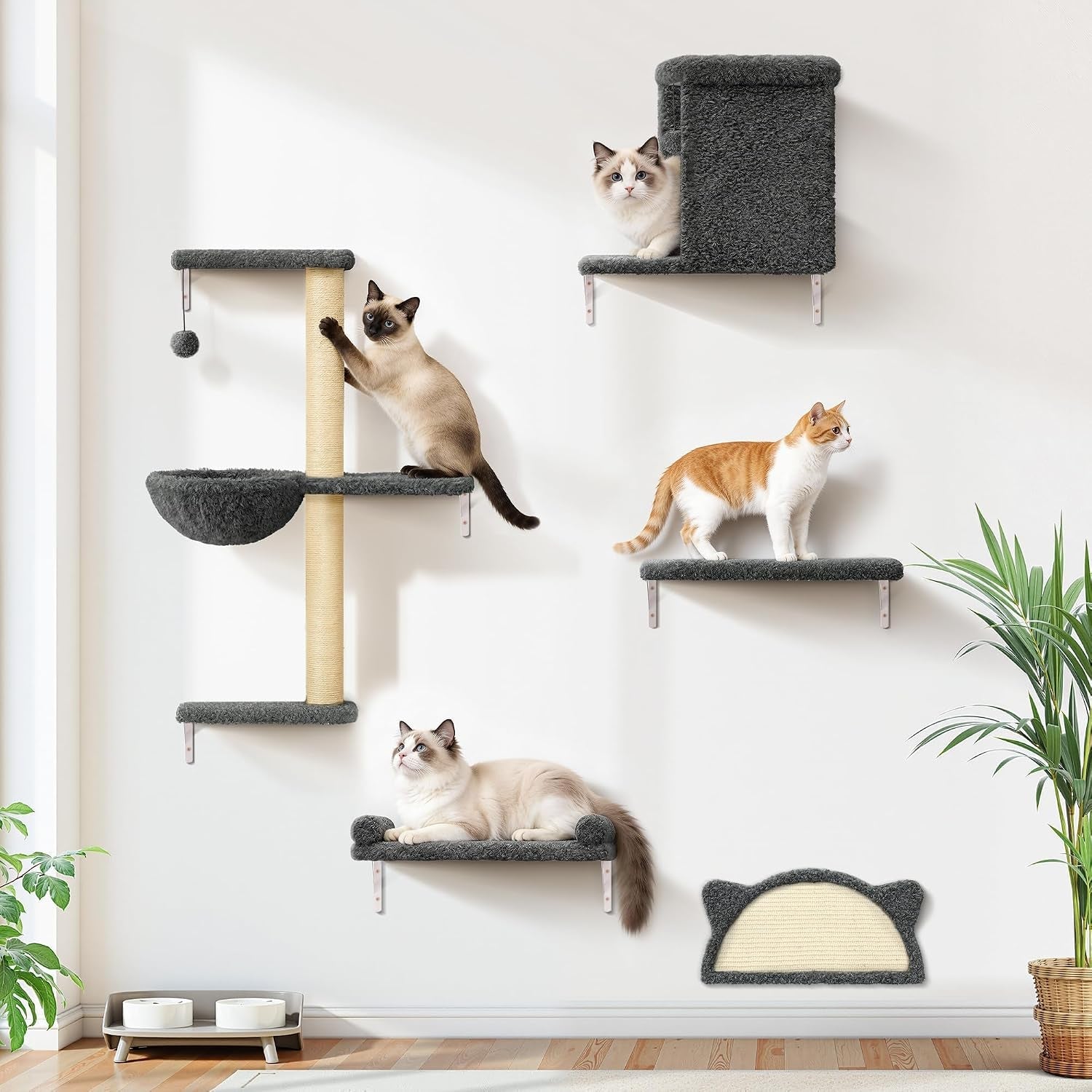 5-in-1-cat-wall-shelves-solid-wood-cat-wall-furniture-set-for-indoor-cats-44-lb-per-shelf-72-hour-load-tested-pre-drilled-fits-16-in-stud-drywall-solid-walls-for-small-to-medium-cats