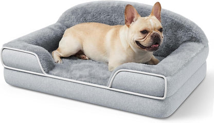 Orthopedic Dog Bed for Extra Large Dogs, 45"X30" XL Dog Couch Bed | Egg Crate Foam for Pressure Relief, Cozy Bolster Sofa Design, Waterproof Removable Washable Cover, Non Slip Bottom Light Grey11