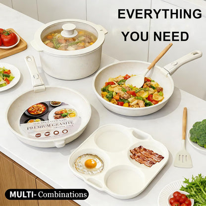 Ceramic Cookware Set, Pots and Pans Set Non Stick, 21-Piece Induction Cookware, Non Toxic Healthy Non Stick Kitchen Cooking Set, with Frying Pans Set, PFAS PTFE PFOA PFOS Free3