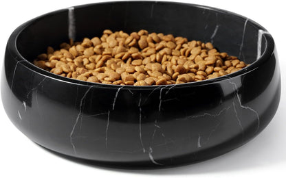 White Marble Dog Bowls, Non-Slip Dog Food Water Bowl Small, Heavy Duty Pet Bowl for Cats and Medium Dogs, Weighted African Natural Marble, Holds 4 Cups(5Lbs)21