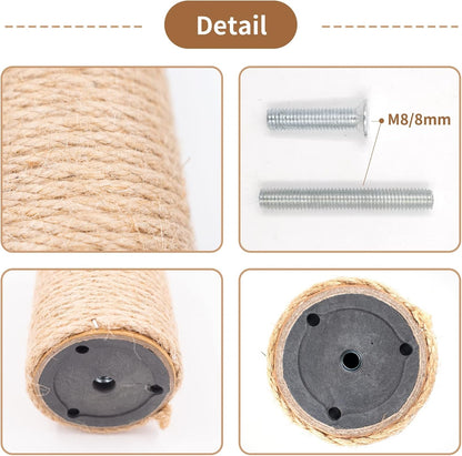 4PCS 10 Inch Scratching Post with Natural Sisal Rope - Cat Scratch Pole, Tree, and Posts for Indoor Cats - Replacement Part Accessories for DIY Tower and Hammock3