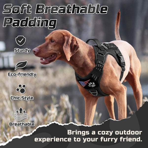 Rabbitgoo Tactical Dog Harness for Large, No Pull Military Service Vest | Molle & Handle, Heavy Duty, Adjustable, Reflective Straps, Easy Control for Training Walking, Black, Large6