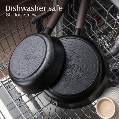 Non Stick Pots and Pans Set 14 Pcs, Non Toxic Healthy Cookware Set | Induction Compatible Kitchen Cooking Set with Silicone Utensils, PFOA/PFOS Free, Dishwasher Safe, Black6