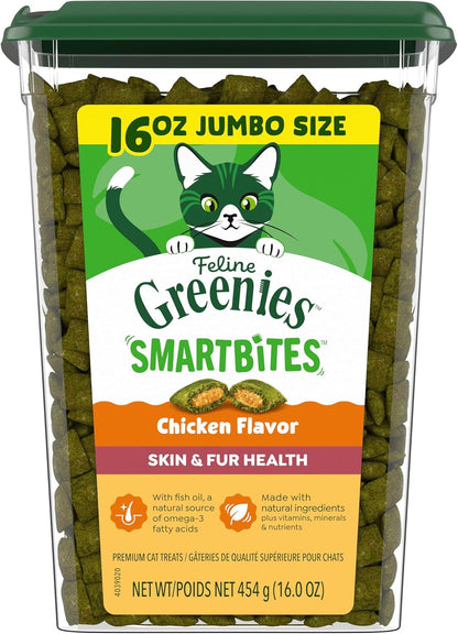Greenies Feline Smartbites Skin & Fur Health Cat Treats, Salmon, 4.6 Oz | Fish Oil & Flaxseed, Omega-3S, No Artificial Flavors or Preservatives, under 2 Calories per Treat, Crunchy & Soft17