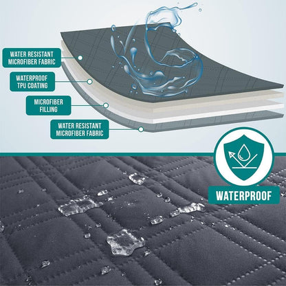 Petami Waterproof Couch Cover for Dogs, Non-Slip Leakproof Sofa Furniture Protector for Pet Cat, Machine Washable Bed Blanket for Car Seat, 102X82 Gray3