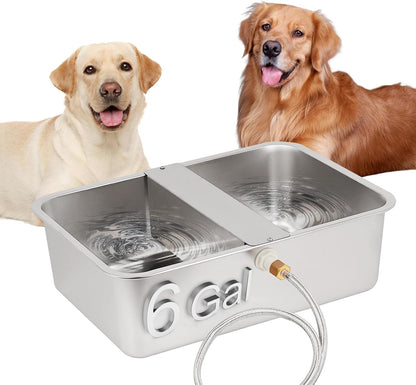 3Gal Automatic Outdoor Dog Water Dispenser for Large Breed Dogs Auto Self Filling Water Bowl Stainless Steel Dog Pet Waterer for Big Cat Chicken Goat Sheep Livestock (15.7" X 11.8")8
