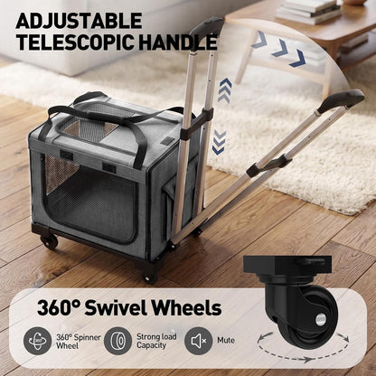 17In Wheeled Expandable Cat Carrier for Cats Small Dogs, Gray | Elescopic Rod, Expandable Side Room, Foldable Breathable Mesh, Portable Carrier for Indoor & Outdoor Pet Travel5