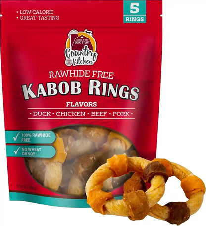 Country Kitchen Rawhide Free Beef Rings Dog Chews, Made with Real Beef, Highly Digestible, Gluten Free, 7 Count12