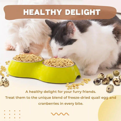 Dancing Tail Freeze Dried Quail Egg Yolk & Cranberry Cube Cat & Dog Treats Biscuits, Dehydrated Healthy Tasty Snack for Training 2.5 Ounce3