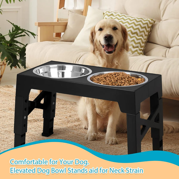 Niubya Elevated Dog Bowls with 2 Stainless Steel Dog Food Bowls, Raised Dog Bowl Adjusts to 5 Heights (3.15", 8.66", 9.84",11.02", 12.2") for Small Medium and Large Dogs7