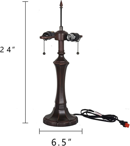 Tiffany Table Lamp Base Replacement for 16-18 Inches Lampshade | Bronze Finished, Resin Base,Pole Height 24 Inches2