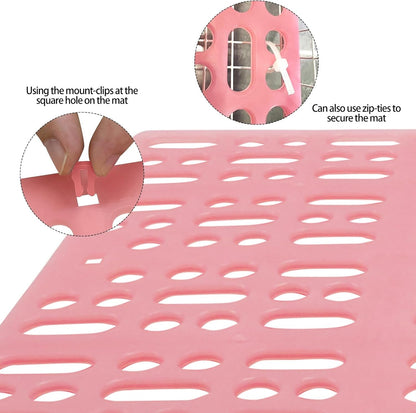 18 Pack Plastic Rabbit Cage Mat, Bunny Resting Mats for Cage with Snap Joint, Breathable Small Animal Feet Pads for Guinea Pigs, Chinchilla, Pet - White, Blue, Pink4