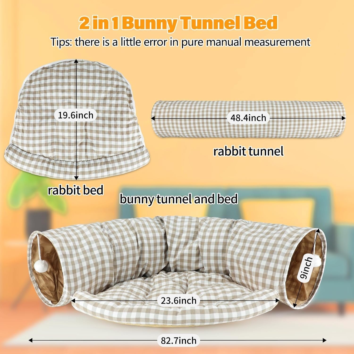 bwogue-bunny-tunnel-bed-2-in-1-collapsible-rabbit-tunnel-hideout-with-mat-removable-mat-for-washing-ball-toy-for-play-tunnel-tubes-for-hiding-soft-suede-fabric-cats-rabbits-guinea-pigs