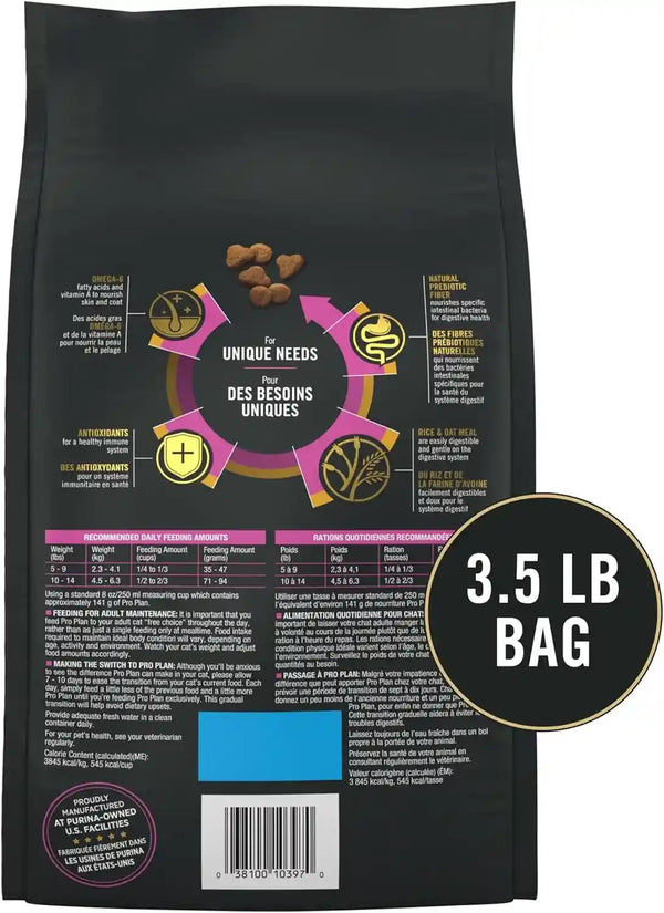 Purina Pro Plan Sensitive Skin and Stomach Senior Cat Food Salmon and Rice Formula - 3.5 Lb.10