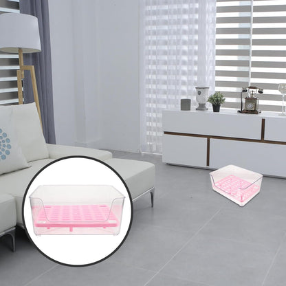 Beaupretty Acrylic High-Sided Cat Litter Box with Splash Guard Medium Pink Kitten Litter Pan Potty for Indoor Cats Portable Pet Toilet for Supply and Housebreaking7