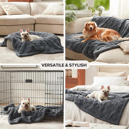 GASUR Waterproof Dog Blankets for Large Dogs, Dog Blanket for Couch Bed, Fleece Pet Blanket for Furniture Sofa Protector, Soft Pet Throw Blankets for Crate Car Outdoor, Washable, 50"X60",Grey5