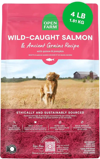 Open Farm Ancient Grains Dry Dog Food, Wild Caught Salmon Kibble, 22Lb Bag | All Life Stages, All Breed Sizes, Protein-Rich & Nutrient Dense, 100% Traceable Ingredients, Non-Gmo Fruits & Veggies.30