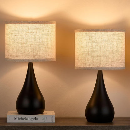 18.1'' Modern Touch Black Table Lamp Set of 2 with 3 Way Dimmable | Small Lamp for Living Room, Bedside Lamps for Bedroom, Office, Night Stands, Heavy Iron Base, Touch Switch, Bulbs Included1
