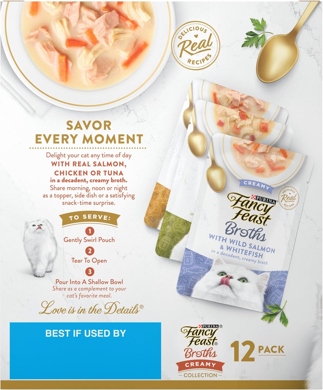 fancy-feast-purina-grain-free-wet-cat-food-variety-pack-broths-creamy-collection-12-1-4-oz-pouches-variety-pack-with-lickable-broth-topper-contain-no-by-products-artificial-flavors-colors-or-preservatives