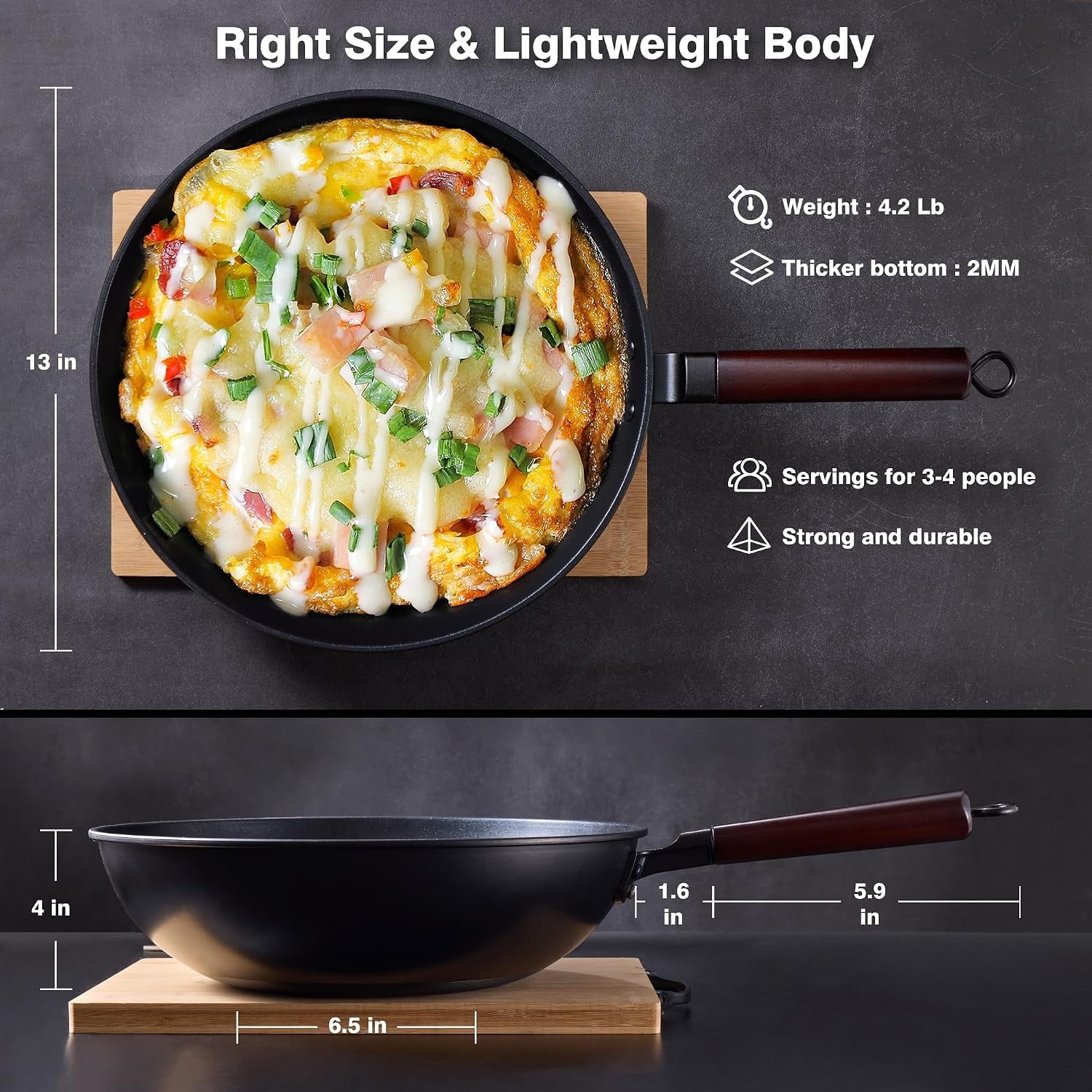 carbon-steel-wok-13-woks-stir-fry-pans-nonstick-with-glass-lid-pre-seasoned-flat-bottom-chinese-wok-wok-pan-with-spatula-and-dish-brush-for-induction-electric-gas-all-stoves