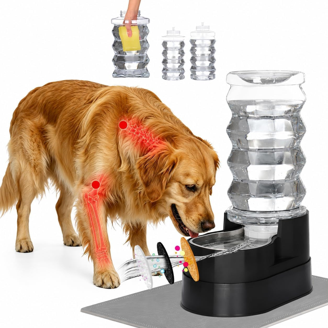 rizzari-8l-gravity-dog-water-dispenser-stainless-steel-bowl-anti-splash-wide-mouth-easy-cleaning-dishwasher-safe-no-electricity-needed-filtered-fresh-water-multi-pet-homes