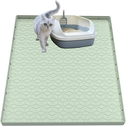 Cat Litter Mat for Litter Box, Silicone Large Cat Litter Trapping Mat - 40X28 In, Waterproof & Non-Slip, Durable & Easy Clean, Light Gray11