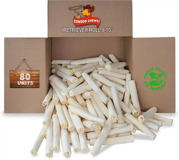 Cowdog Chews Retriever Roll 9-10 Inch All Natural Rawhide Product (20 Pack)11