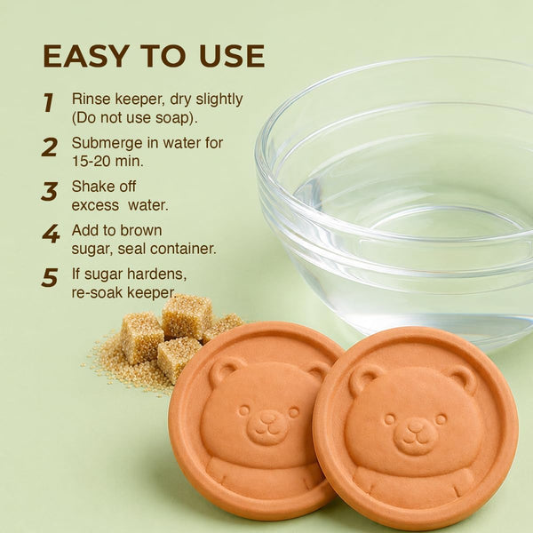 2 Pack Brown Sugar Bear Keeper - Terracotta Brown Sugar Saver Disc Keeps It Soft & Fresh - Reusable Food Safe Clay Stone & Softener with Cute Bear Design, Gift for Bakers4