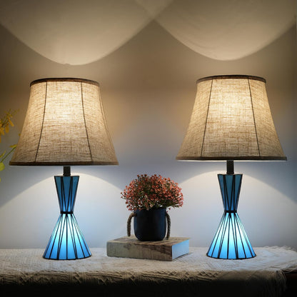 Set of 2 Table Lamps for Bedroom 3-Way Dimmable 21'' Bedside Table Lamps with 13 Inches Linen Shades for Living Room Bedroom Office Hotel Study Room6