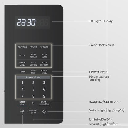 30 Inch over the Range Microwave, 1.9 Cu.Ft, 11 Power Levels | 1000W, 400 CFM Fan, One-Touch Cooking, Two-Stage Cooking, over Range Microwave Stainless Steel9