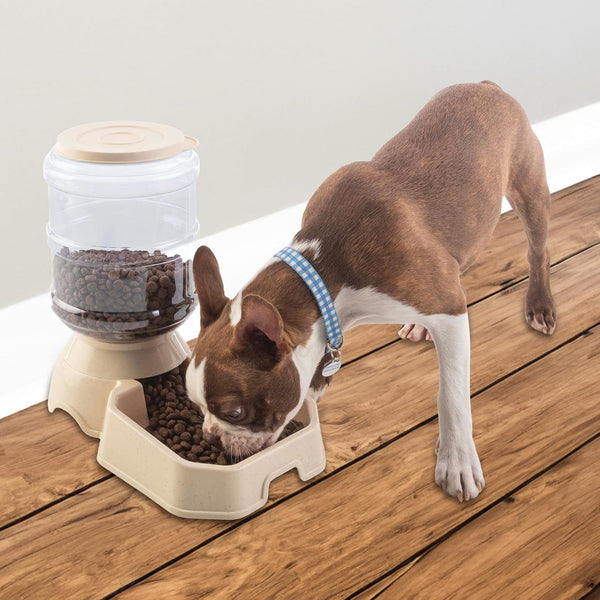 Automatic Cat Feeder and Water Dispenser - 2-Pack 3.8L/1G Dog Food and Water Bowl - Gravity Automatic Water Dispenser for Dogs and Cats by PETMAKER2