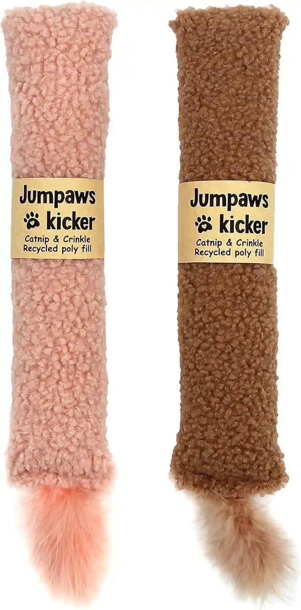 Jumpaws 2 Pack Natural Interactive Catnip & Silvervine Cat Kicker with Feathers, Bite Resistant Chew Toy, Crinkle Kicker, Accessories for Indoor Cat, Premium Corduroy Floral8